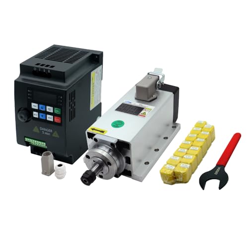 LCRHLCNC - CNC Spindle Kit 2.2KW 110V 400Hz 24000rpm HTNC Square air Cooled spindle2.2KW 110V YL586K Frequency Changer +1 pcs ER20A Wrench 15 pcs ER20Collet (1-13mm) (2.2KW-110V)