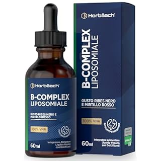 Vitamina B Complex Liposomiale Liquida Vegana | 60ml per 2 Mesi | con Vitamine B1 B2 B3 B5 B6 B7 B9 e B12 | Complesso Vitamina Gruppo B ad Alto Dosaggio | Vitamin B Complex Liposomal | Horbaach