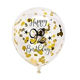 Gold 92nd Confetti Latex Balloons, Woman or Man Happy 92 Years Birthday Party Balloon Decoration...