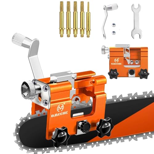 OMCCHK Chainsaw Sharpener Jig with 5 High Hardness Titanium Plated Diamond Bits Universal Manual Chain Saw Sharpener Tool Kit Accessories for 4 - 22 Chain Saw Sharpening