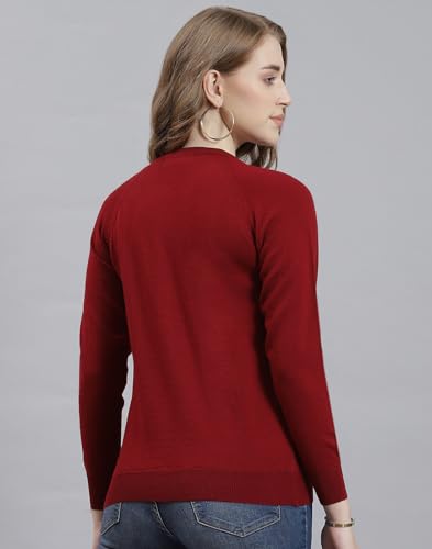 Image of Monte Carlo Women Regular Fit Full Sleeve Solid Round Neck Winter Cardigan (Pack of 1)