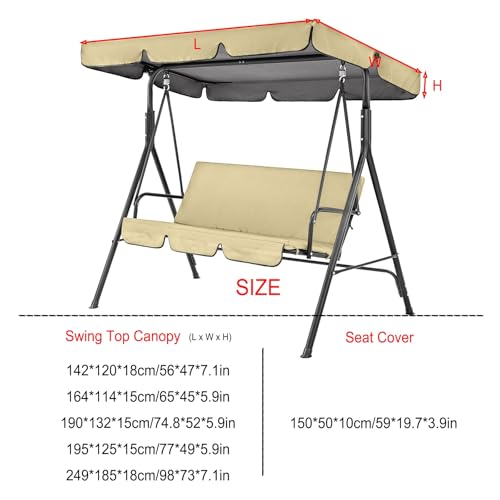 Toldo para silla de columpio de 2 a 3 plazas con funda de asiento y lona impermeable exterior 3