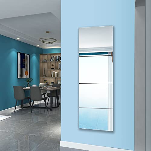 Quegau Full Length Mirror For Kids Safety Shatterproof Mirror,Plastic Wall Mirror,Made Of Acrylic Plexiglass Mirror,4 Pcs 12"X12",Long Bedroom Door Closet Mirror,Workout For Home Gym Body Mirror thumb #1
