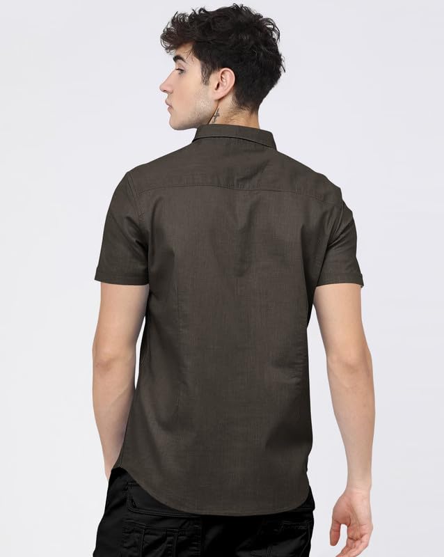 Image of BRUCEWANE Men's 100% Cotton Half Sleeve Shirt
