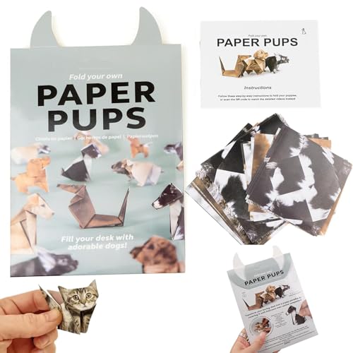 Qoosefun - DIY Paper Dogs Origami Kit - 50 Sheets 3D Origami Animal Kit for Create Adorable Dog Models, 3D Pet Models for Animal Paper Sculpture Dog Lovers Home Decoration Christmas Birthday Gift