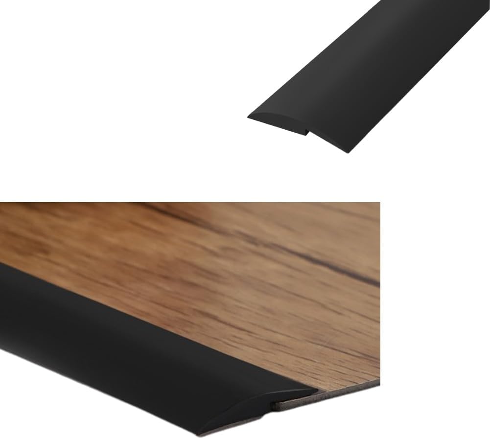 Self Adhesive Floor Transition Strip, Laminate Floor Strip Carpet Transition Strip Floor Threshold Divider Strips, Flooring Edge Trim, Suitable for Height Less Than 3mm/5mm (3mm/6.56ft, Black)