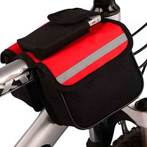 Dinling Bike Bag Bicycle Panniers Waterproof Small Size Front Bar Bike Saddle Bags For Rear Rack With Carrying Handle, Reflective Belt And Large Pockets,16Cm4.5Cm12Cm (Red) #TOP1