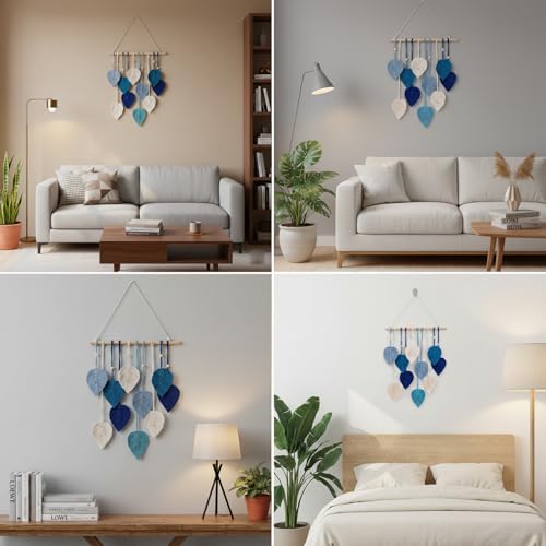 Image of Nostrae by Ekhasa Macrame Wall Hanging Leaves | Boho Wall Hanging Big Size | Handmade Macrame Wall Decor for Bedroom, Living Room, Balcony & Nursery | Boho Theme Home Decor Tapestry