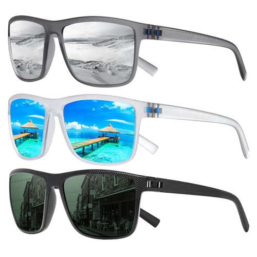 Image of Square Polarized Sunglasses for Men and Women Lightweight Frame Sun Glasses with UV Protection