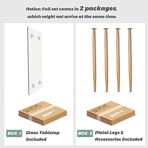 Tangkula Glass Dining Table, Modern Rectangular Table With Spacious Tempered Glass Tabletop & Wood Grain Steel Legs, Simplistic Kitchen Table, 51 X 27.5 X 29.5 Inch, Versatile Table For Home Office #TOP3