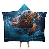 Lorolivier Ocean Fish Manta con Capucha Suave Y Cálida, Terciopelo Ártico Manta De Franela para Acurrucarse Manta Ultra Suave Manta con Capucha para Aire Acondicionado,40'x50'