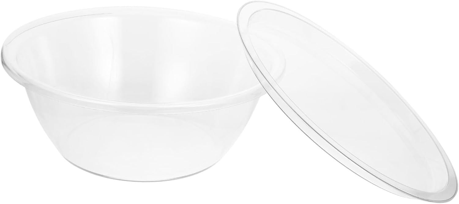 Large Transparent Mixing Bowl with Lid Pet Material for Meal Prep Salad and Dough Kneading Generous Capacity for Family Use Easy Design