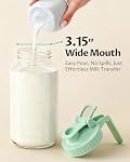 64oz Pitcher de lait maternel en verre avec limace & Verser de l'asphalte, 2 Quart étanche étanche aux fuites BreastMilk Conteneur de stockage de réfrigérateur - Large bouche, lave-vaisselle Safe Formula Pitcher avec poignée