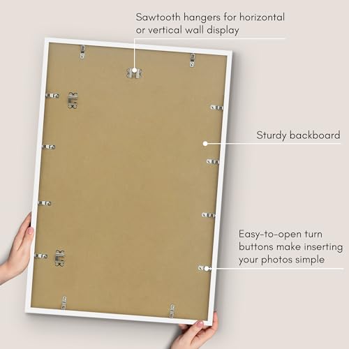 Americanflat 20x30 Poster Frame with Polished Plexiglass - Streamline Collection - Thin Border Picture Frame for Wall Display - Hanging Hardware Included - White