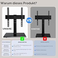 Bontec TV Ständer Höhenverstellbar Für 24-60 Zoll LCD Led OLED Fernseher, Vesa 400x400 mm, Max. 45KG, Universeller TV Standfuss Mit Sicherheitsglas, Kabelmanagement, Für Büro, Gaming – Ansicht 2