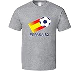 Talla adulta 1982 Copa del Mundo España Logo Tee Cool Soccer Fan T Shirt Gris