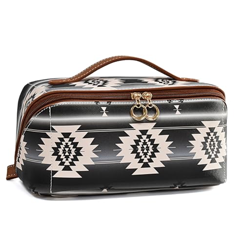 Vanity case élégant style bohème chic et grand sac cosmétique colorblock noir