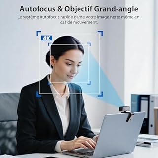 veorkide Webcam 4K UHD Autofocus - Caméra USB PC 8MP avec Micro Anti-Bruit Rotatif 360° Socle Ajustable pour Youtube Streaming Skype Appel Vidéo Zoom Plug-and-Play Windows MacOS Linux