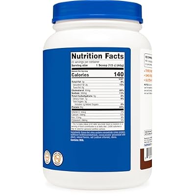 Nutricost Grass-Fed Whey Protein Concentrate (Chocolate) 2LBS - Undenatured, Non-GMO, Gluten Free, Natural Flavors