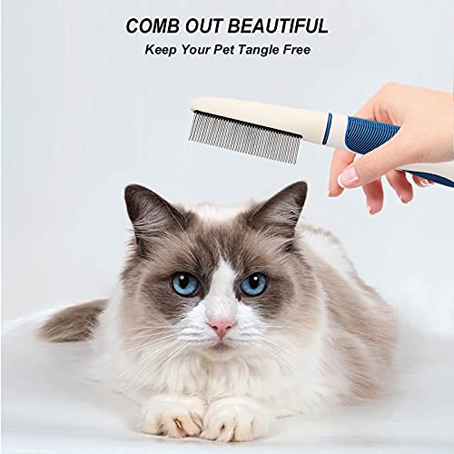 Stainless Steel Teeth Cat and Dog Pet Grooming Comb, Safe & Gentle Removes Loose Undercoat and Tangled Hair, Metal Comb for Long and Short Haired Cats and Dogs, Professional Grooming Tool Stainless Steel Teeth Cat and Dog Pet Grooming Comb, Safe & Gentle Removes Loose Undercoat and Tangled Hair, Metal Comb for Long and Short Haired Cats and Dogs, Professional Grooming Tool