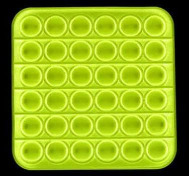 Top Trending Toys Push & Pop It Bubble Sensory Fidget Toy Anxiety Autism ADHD Special Needs Stress Relief Perfect Birthday Party Gifts & School Rewards (Glow In The Dark Yellow Square) (A-2)