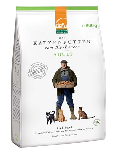 defu Katzenfutter | 1 x 800 g | Adult Bio Geflügel Trockenfutter | Premium Bio Alleinfuttermittel für Katzen