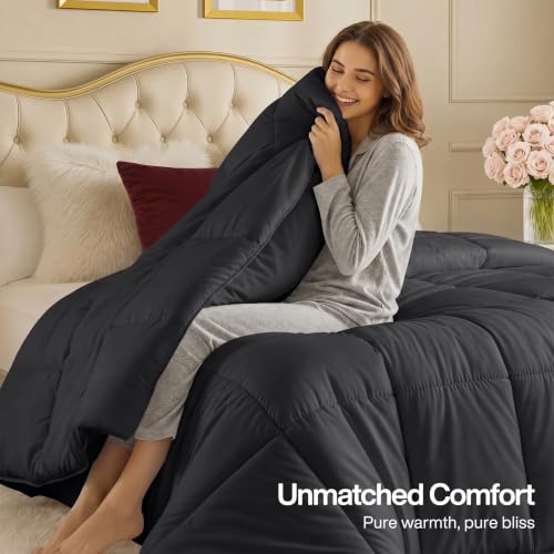 Image of Utopia Bedding Comforters Queen Size, All Season Duvet Insert, Down Alternative Box Stitched Bed Comforter with Corner Tabs, Machine Washable (Grey)