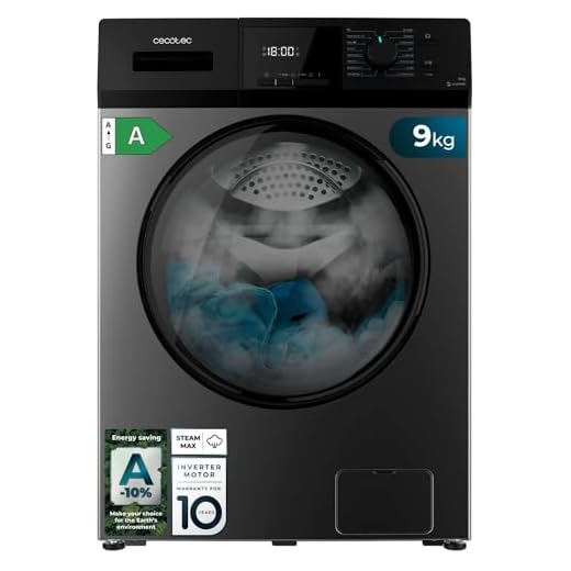 Cecotec Lavadora 9Kg Carga Frontal Bolero Dresscode 9410 Inverter Steel A. 1900W, 1400 rpm Regulables, 16 Programas, Motor Inverter Plus, Bajo Consumo, Vapor, Esterilización de la Ropa