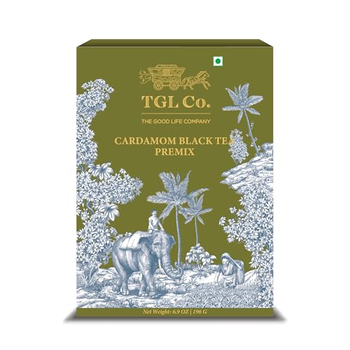 Image of TGL Co. Instant Cardamom Black Tea Premix (14 Sachets) Quick & Easy To Make Elaichi (Cardamom) Flavored Tea Premix Sachets - 14g Per Serve