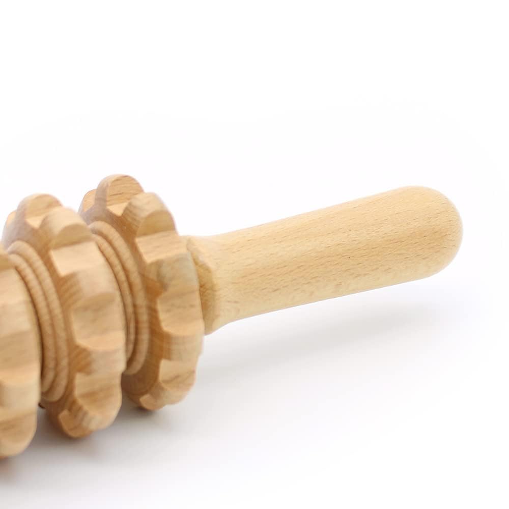 Masseur Anti-cellulite En Bois, Rouleau Masseur Courbé Pour Tout Le Corps Favorise La Circulation, 11 Roues Détachables, Soulagement De La Douleur Musculaire Et Relaxation, 40 Cm
