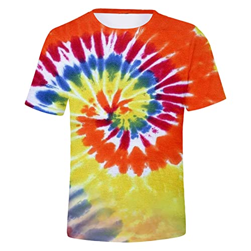 T-shirt tie dye pour homme à manches courtes en coton d'été casual