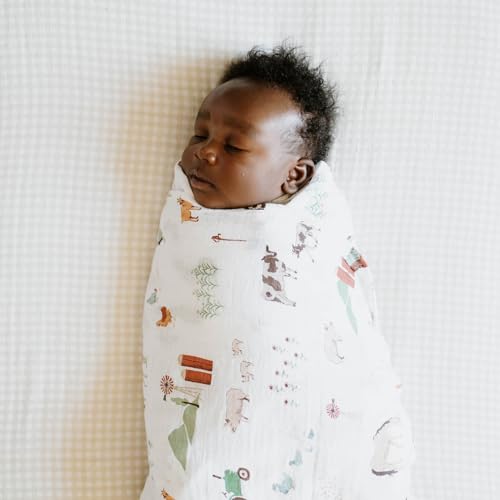 Image of Little Unicorn Muslin Swaddle Blanket for Newborns & Infants | Soft & Breathable Fabric | Set of 3 Baby Blankets for Swaddling, Nursing, Shower Gifts (Farmyard)