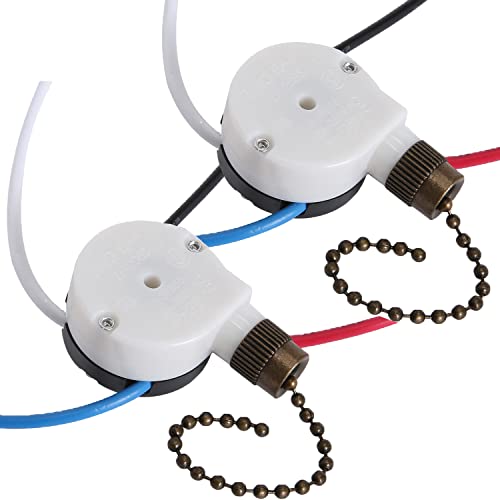 Akahttbn Deckenventilator Schalter ZE-208s E89885 3 Geschwindigkeiten 4 Draht Lüfter Lichtschalter Ersatzteil Geschwindigkeitsregelung Zugkettenschalter (Bronze) 2 Stück Cover