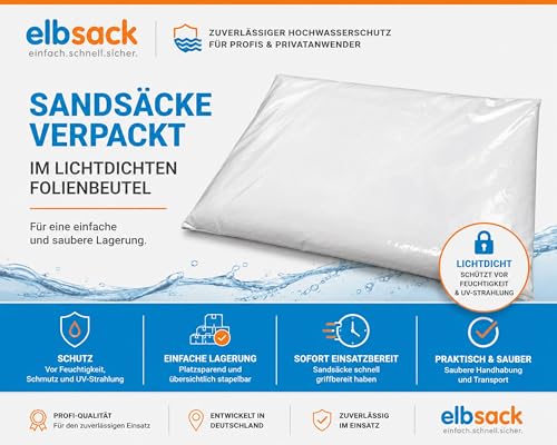 Miniatura 4 de 20 Sacos De Arena Elbsack 40 X 60 Cm Contra Inundaciones Vacíos De Polipropileno Con Cinta De Cierre, Rellenables Con Arena, Utilizados Por Thw Bomberos Para Protección Contra Inundaciones