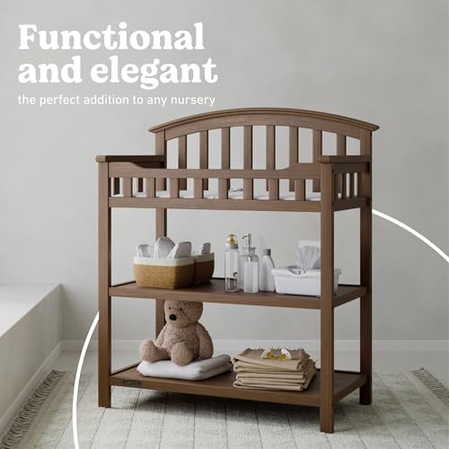 Image of Graco Changing Table with Water-Resistant Changing Pad (Hazelnut) - GREENGUARD Gold Certified, Multi Storage Nursery Baby Changing Table