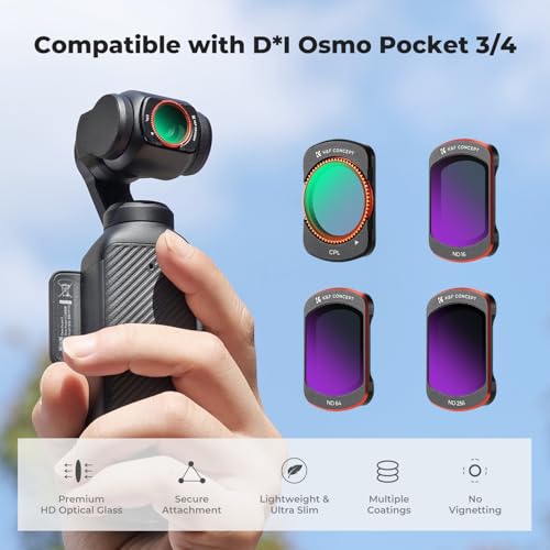 Image of K&F Concept K-Series CPL ND Filter Kit Compatible with DJI OSMO Pocket 3 Creator Combo Accessories, CPL ND16 ND64 ND256 Magnetic Action Camera Neutral Density Polarising Filters HD Optical Glass | Magnetic, Compatible with Pocket 4 /3, Xtra Muse, Neutral Density Polarising Filter HD Optical Glass, FD161