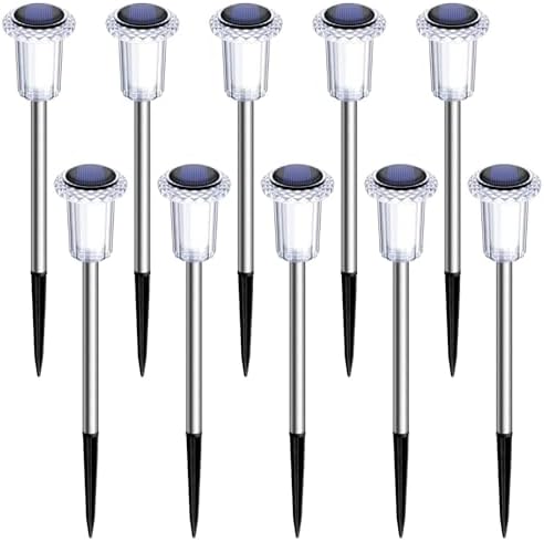 DenicMic Solar Lights Outdoor Waterproof 10 Pack Pathway Lights Cool White — view 7