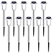 DenicMic Solar Lights Outdoor 10 Pack Waterproof 6000K Cold White LED Stainless Steel Stake Outside Lights for Yard Pathway Garden Driveway Walkway Landscape Path Lighting
