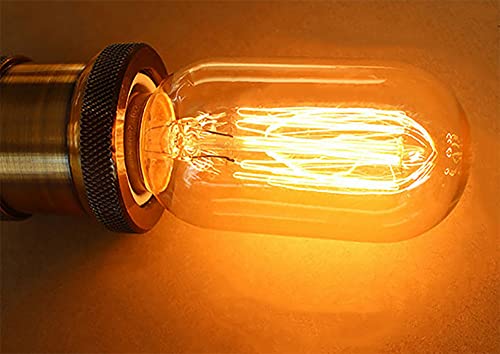 T45 40W Antique Filament Bulb E26 Vintage Edison Light Bulb Spiral Tubular Light Lamp Tungsten Equivalent Warm Yellow Light For Home Light Fixtures Decorative, Amber Glass, Ac110-130V, 4 Pack #TOP3