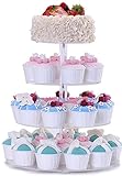 BonNoces 4-Tier Acrylic Glass Round Cupcake Stand Dessert Display Holders Cupcake Tree Tiered Cake Stand Cupcake Tower Perfect for Weddings and Special Events