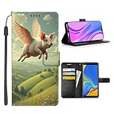 CHUANSHI Funda tipo cartera compatible con Galaxy A3 A30 A30S A31 A32 A33 A34 A40 A42 A43 A44 A5 A50 A51 A52 A53 A54 4G/5G Pig-CQ9 con ranuras para tarjetas, función atril