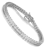 SHKA 925 Sterling Silver Princess Square Cut Tennis Bracelet 18K Women’s Bracelet CZ Bracelets Brida