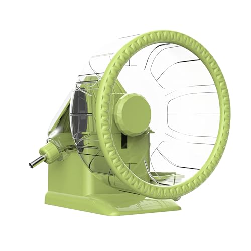 4 in 1 Hamster Exercise Wheel, Hamster House with Running Wheel, Food Bowl, Water Bottle, and Hideout, Small Animals Exercise Running Toys for Hamsters Gerbils Mice (Green, Medium (19.5cm))
