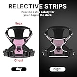 Belababy Dog Harness Small Medium Large No Pull, Adjustable Reflective Front Clip Dog Harness with Easy Control Handle, 2 Metal Rings for Training or Walking, Pink M - Image 6