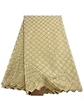 FSZXMH African Lace Fabrics 5 yards 2065 African Cotton Lace Fabric ASO EBI for Men Nigerian Swiss Polish Voile Wedding Khaki Carton