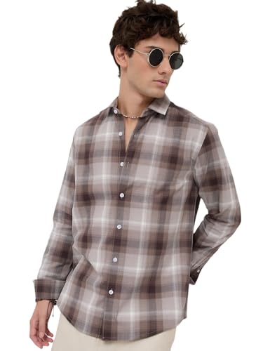 Image of VASTRADO Timeless Cocoa Brown Shadow Checks Shirt