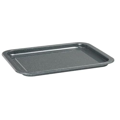Prochef Enamel Oven Tray, PFAS-Free, 38x30x2.2 cm, Grey, Dishwasher Safe, 230°C Oven Safe
