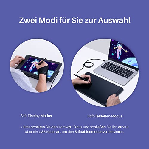 Grafiktablett Huion Kamvas 13 mit Display und Stift PW517
