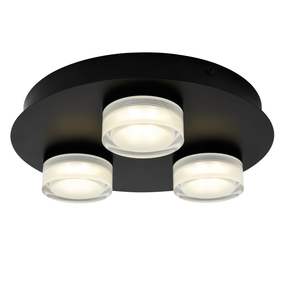 B&Q -  Bolton Black 3 Light Led Bathroom Ceiling Spotlight Plate