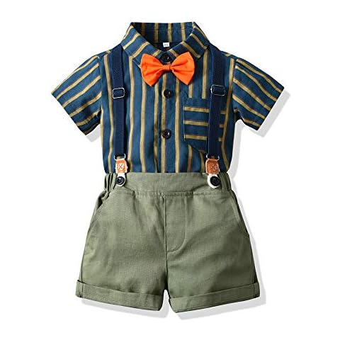 Tem Doger Toddler Baby Boy Shorts Sets Clothes Short Sleeves Shirt+Pants Clothing Outfits 6 Months - 5 Years (Dark Green, 6-12months) Cover
